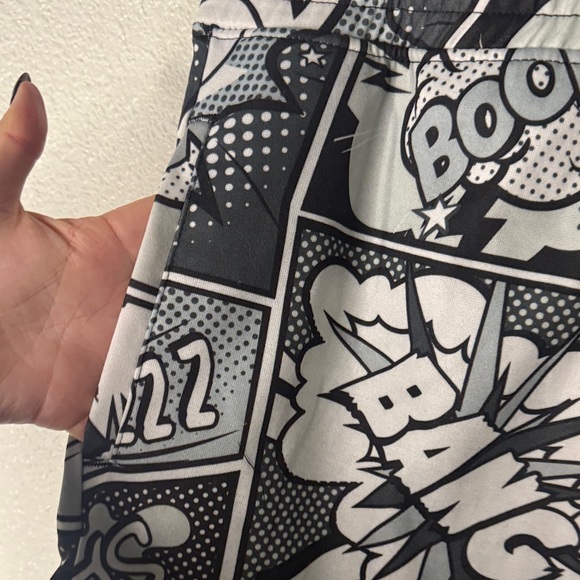 Graphic Comic Style Shorts in Black and White - Picture 3 of 7